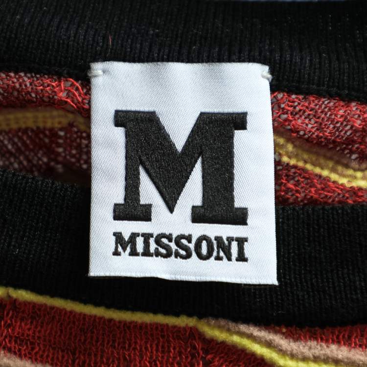 Pre Owned M Missoni Multicolor Patterned Knit Long Sleeve Top L