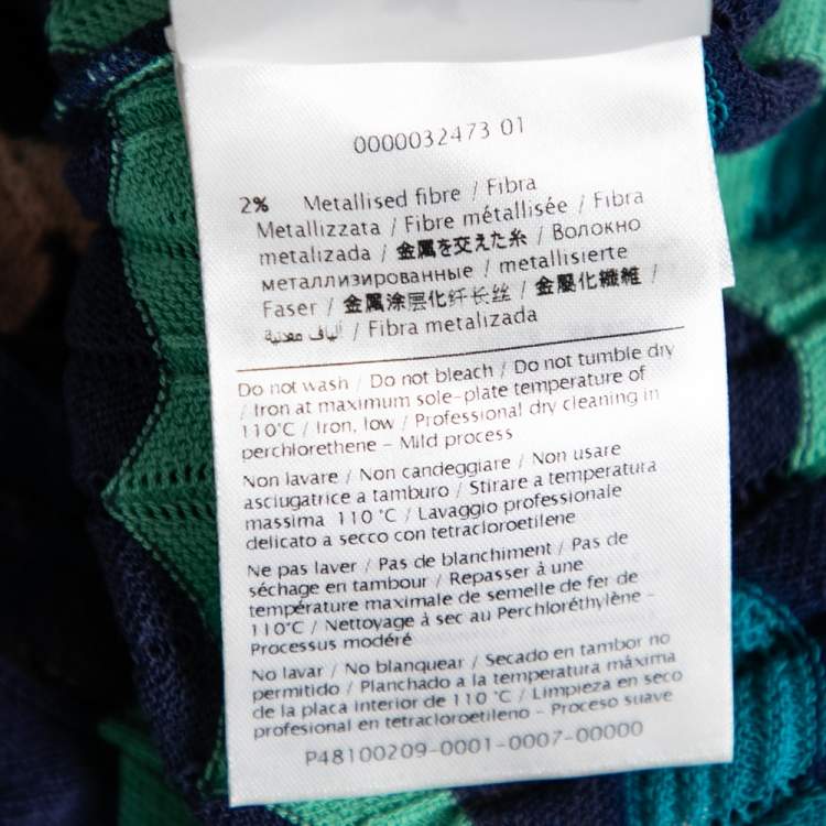 Pre Owned M Missoni Blue Patterned Knit Sleeveless Top S