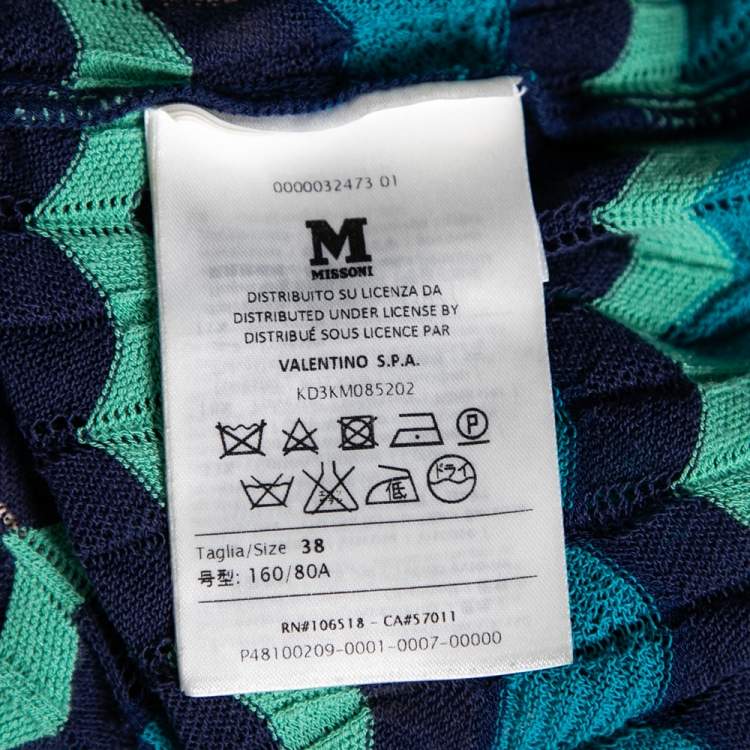 Pre Owned M Missoni Blue Patterned Knit Sleeveless Top S