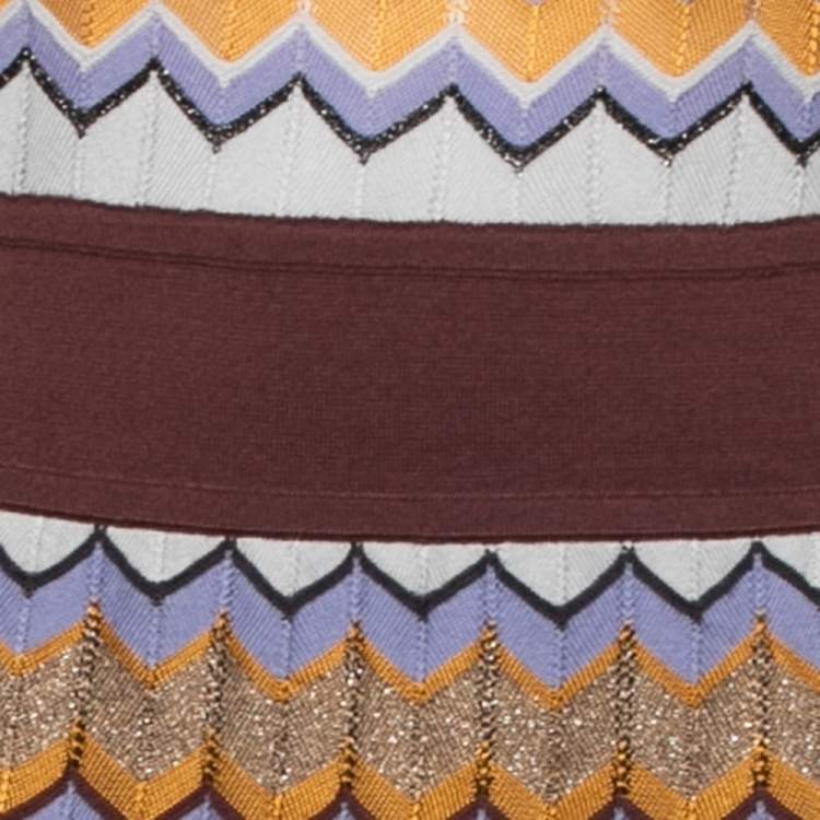 Pre Owned M Missoni Multicolor Textured Cotton Knit Sleeveless Midi Dress M