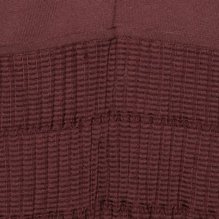 Pre Owned M Missoni Burgundy Patterned Knit Long Sleeve V-Neck Dress L