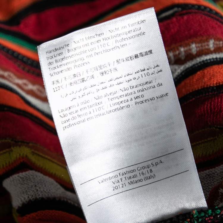 Pre Owned M Missoni Multicolor Striped Rib Knit Open Front Long Cardigan L