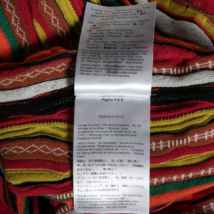 Pre Owned M Missoni Multicolor Striped Rib Knit Open Front Long Cardigan L