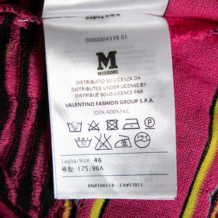 Pre Owned M Missoni Pink Patterned Knit Open Front Cardigan M