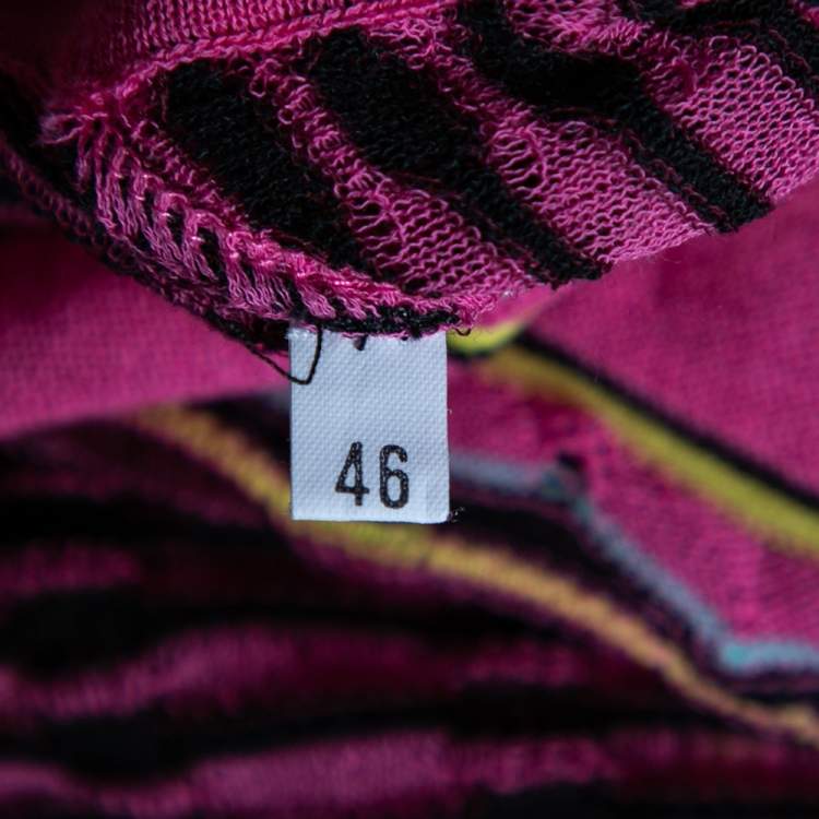 Pre Owned M Missoni Pink Patterned Knit Open Front Cardigan M