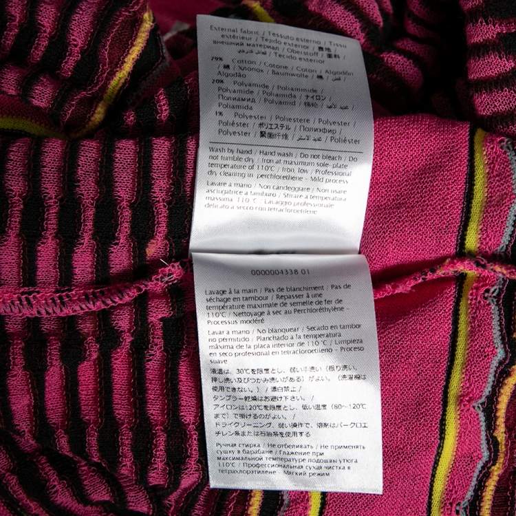 Pre Owned M Missoni Pink Patterned Knit Open Front Cardigan M