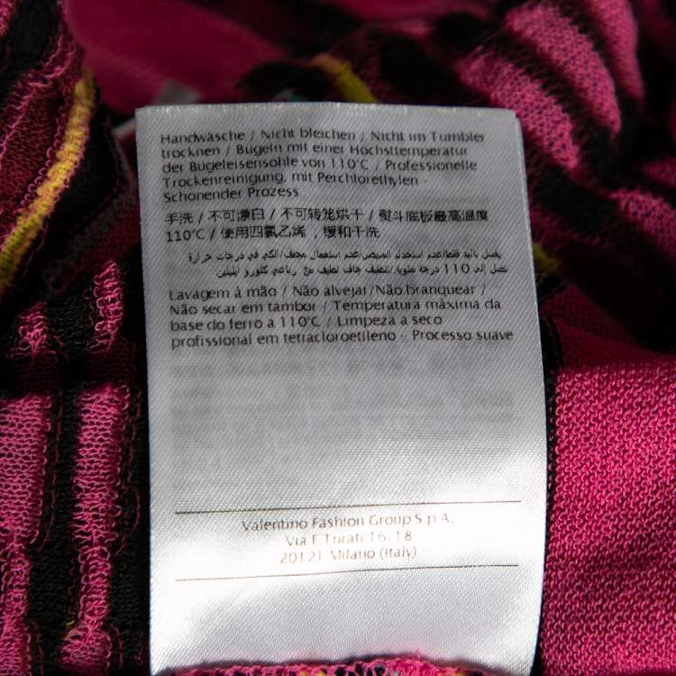 Pre Owned M Missoni Pink Patterned Knit Open Front Cardigan M