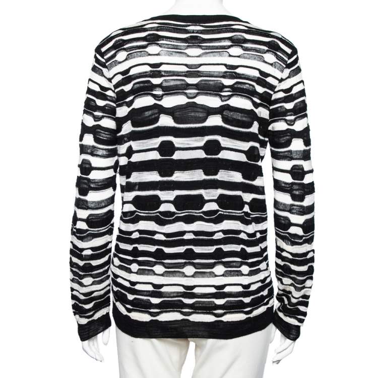 Pre Owned M Missoni Black and White Perforated Knit Sweater M