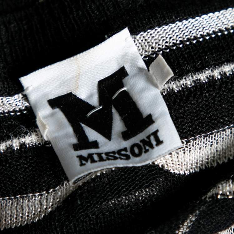 Pre Owned M Missoni Black and White Perforated Knit Sweater M