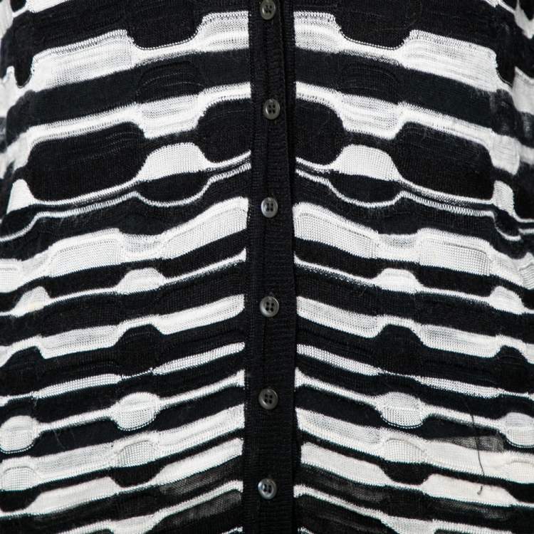 Pre Owned M Missoni Black and White Perforated Knit Sweater M