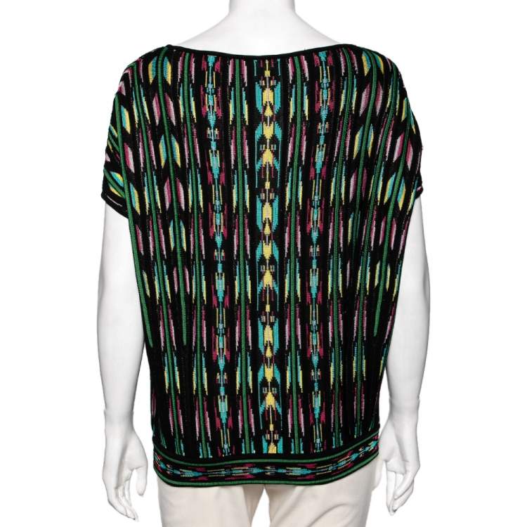 Pre Owned M Missoni Multicolor Perforated Pattern Knit Top S