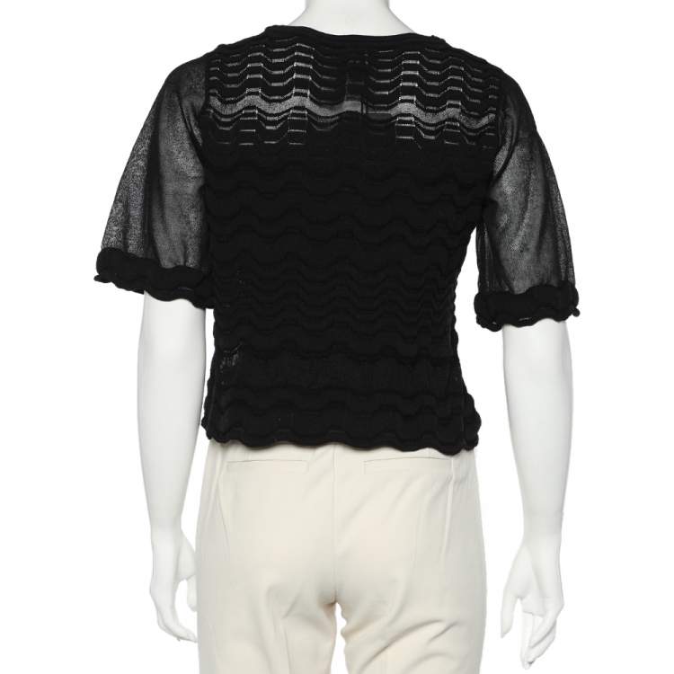 مملوكة مسبقًا M Missoni Black Patterned Knit Top S