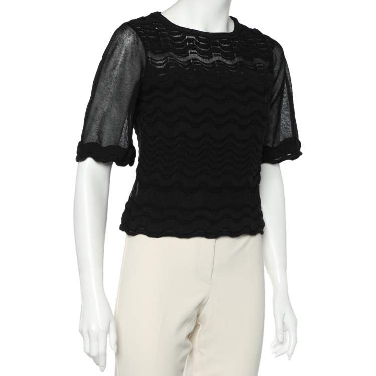مملوكة مسبقًا M Missoni Black Patterned Knit Top S