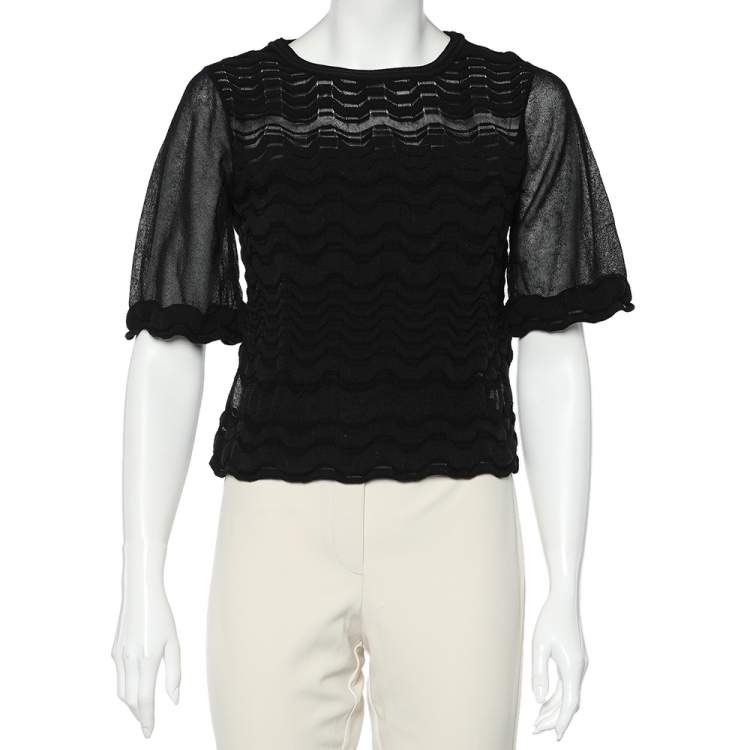 مملوكة مسبقًا M Missoni Black Patterned Knit Top S