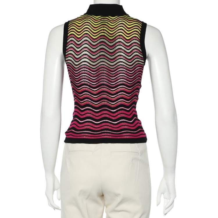 Pre Owned M Missoni Multicolor Wave Pattern Knit Sleeveless Top S