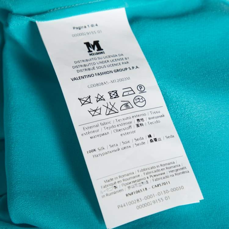 Pre Owned M Missoni Blue Silk Gathered Detail Button Front Shirt M