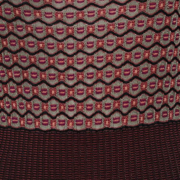 Pre Owned M Missoni Gold & Purple Knit Elasticized Waist Dress M