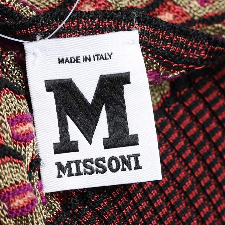 Pre Owned M Missoni Gold & Purple Knit Elasticized Waist Dress M