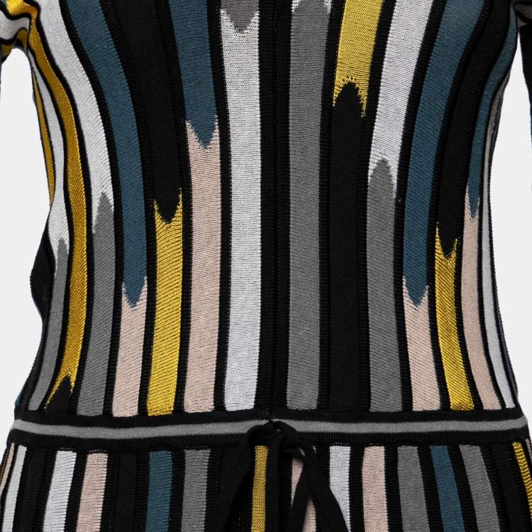 Pre Owned M Missoni Multicolored Stripe Patterned Knit Maxi Dress S
