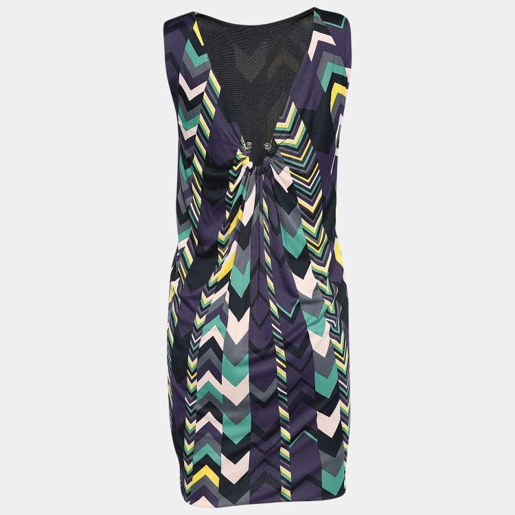 Pre Owned M Missoni Multicolor Printed Jersey Sleeveless Midi Dress M