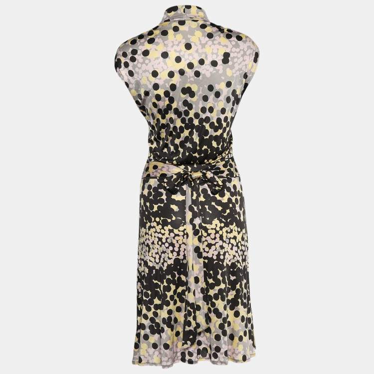 Pre Owned M Missoni Multicolor Polka Printed Jersey Belted Dress M