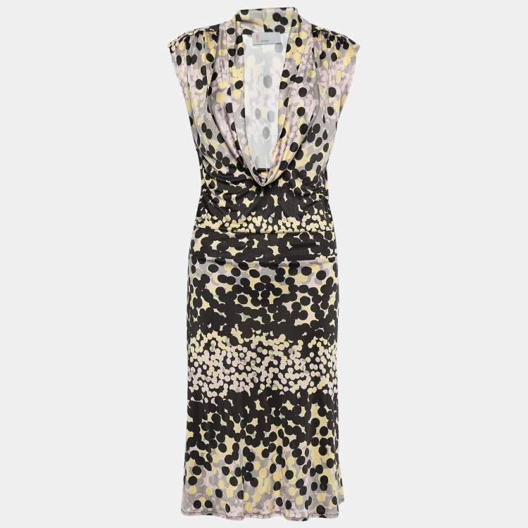 Pre Owned M Missoni Multicolor Polka Printed Jersey Belted Dress M