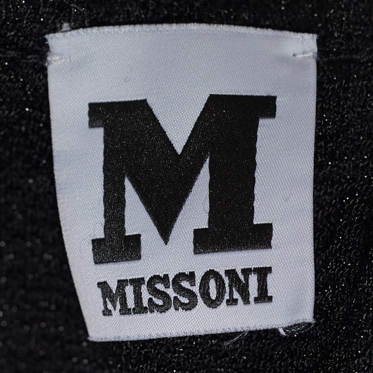 Pre Owned M Missoni Black Textured Knit Criss Cross Back Sleeveless Top M