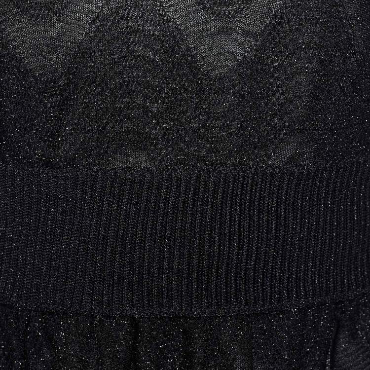 Pre Owned M Missoni Black Textured Knit Criss Cross Back Sleeveless Top M