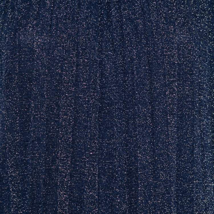 Pre Owned M Missoni Navy Blue Lurex Knit Sleeveless Dress S
