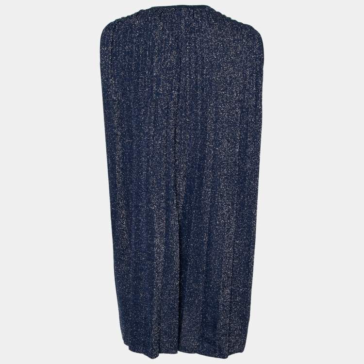 Pre Owned M Missoni Navy Blue Lurex Knit Sleeveless Dress S