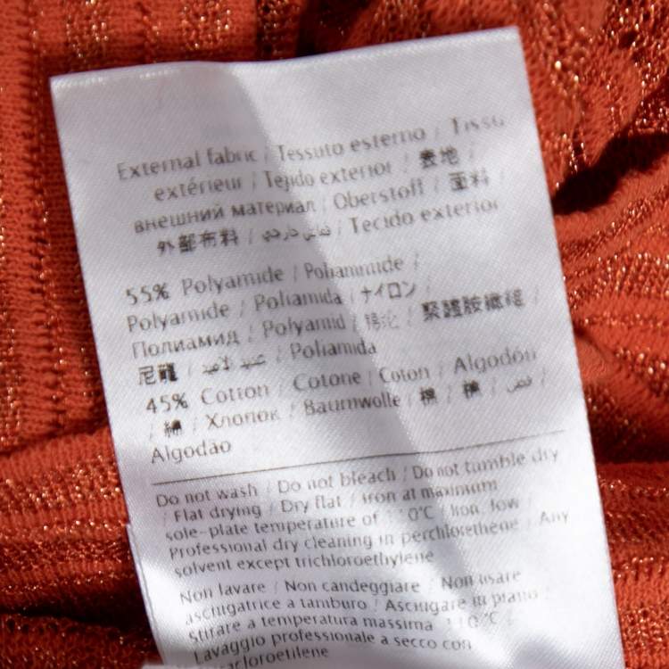 مملوكة مسبقًا M Missoni Orange Patterned Lurex Knit Round Neck Top L