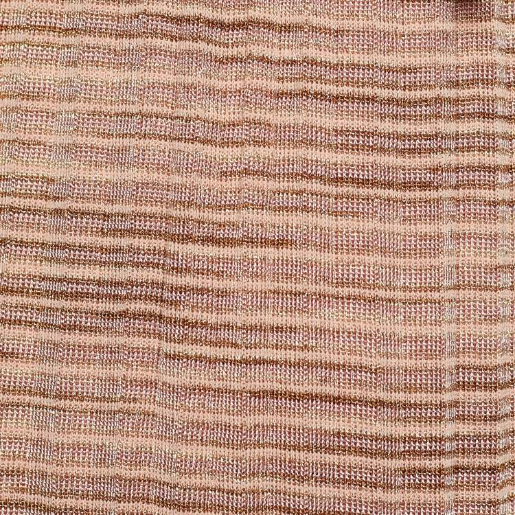 Pre Owned M Missoni Pink Lurex Knit Halter Maxi Dress M