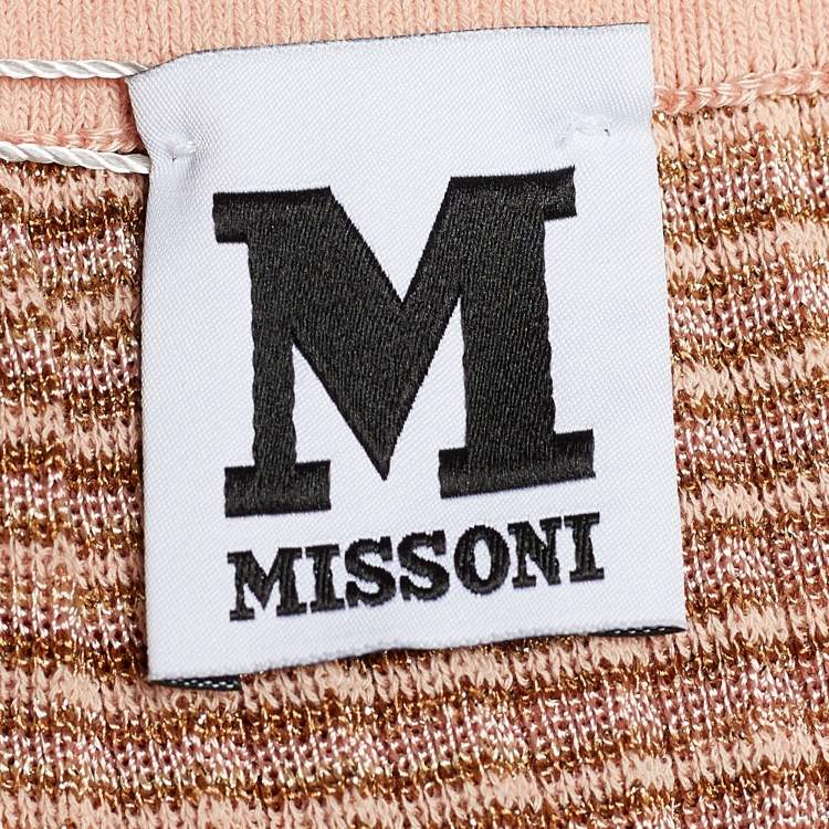Pre Owned M Missoni Pink Lurex Knit Halter Maxi Dress M