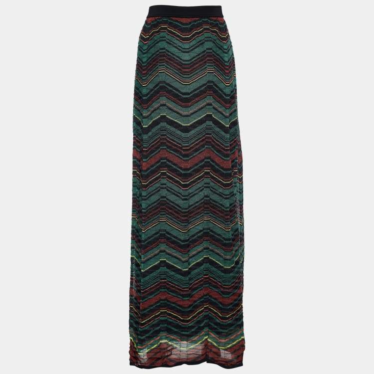 Pre Owned M Missoni Multicolor Chevron Maxi Skirt M
