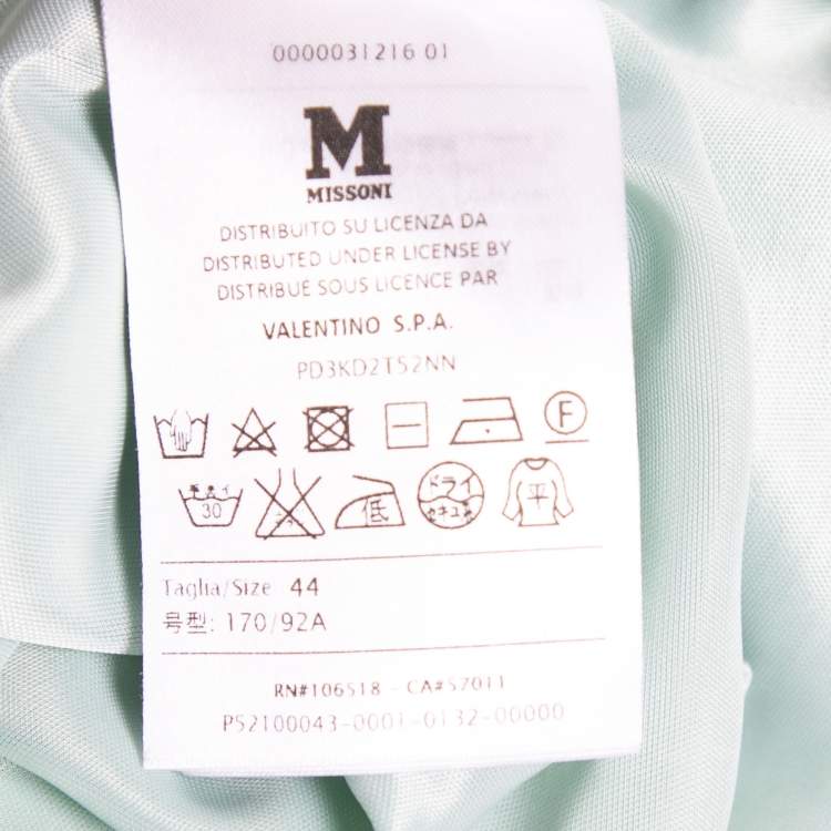 Pre Owned M Missoni Light Green Patterned Knit V-Neck Flared Dress M