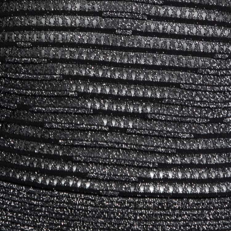 مملوكة مسبقًا M Missoni Black Lurex Patterned Pointelle Knit Long Sleeve Dress M