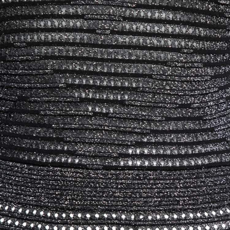 مملوكة مسبقًا M Missoni Black Lurex Patterned Pointelle Knit Long Sleeve Dress M