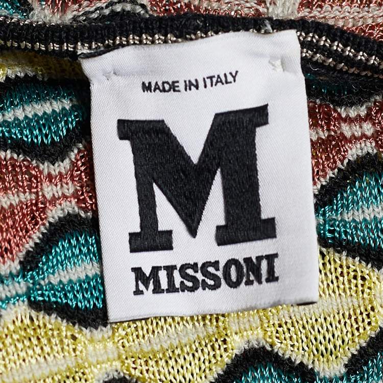مملوكة مسبقًا M Missoni Multicolor Patterned Knit Ruffle Trimmed Dress M