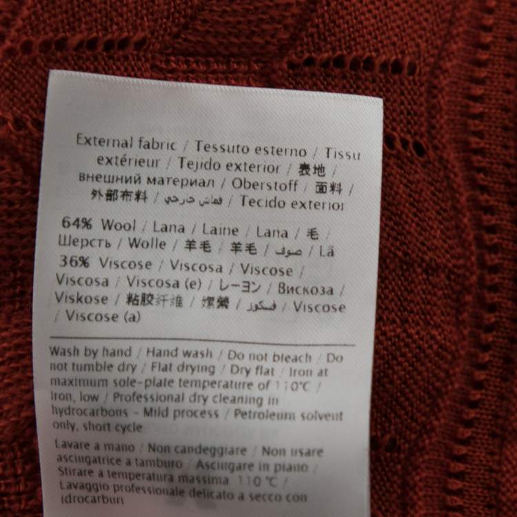 Pre Owned M Missoni Orange Patterned Wool Knit Long Sleeve Blouse S