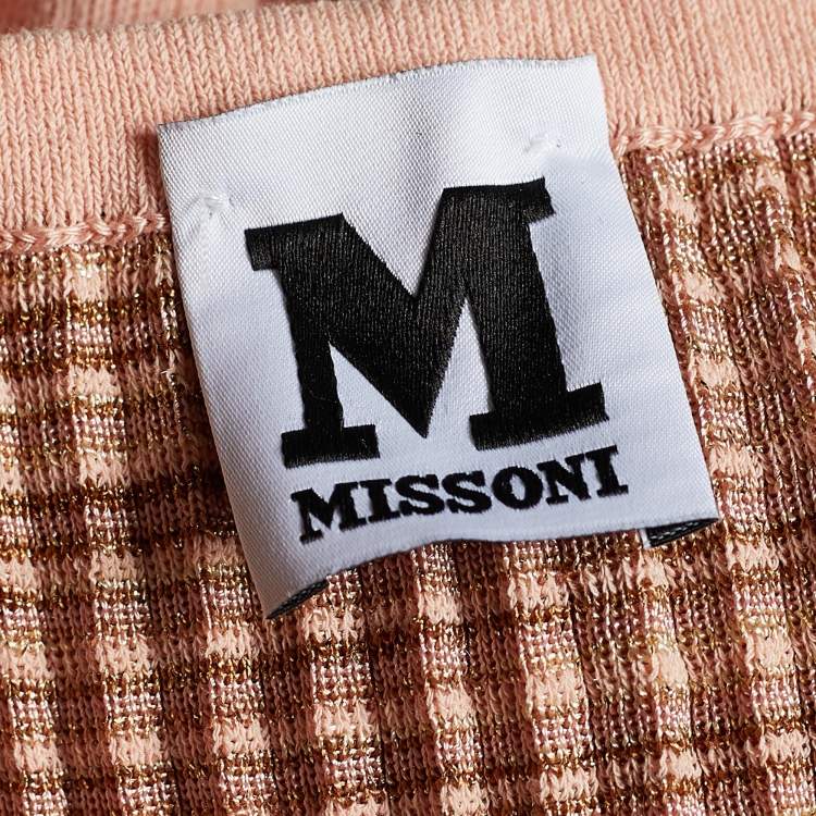 Pre Owned M Missoni Pale Pink Lurex Plissé Bow Detail Top S