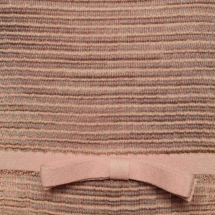 Pre Owned M Missoni Pale Pink Lurex Plissé Bow Detail Top S