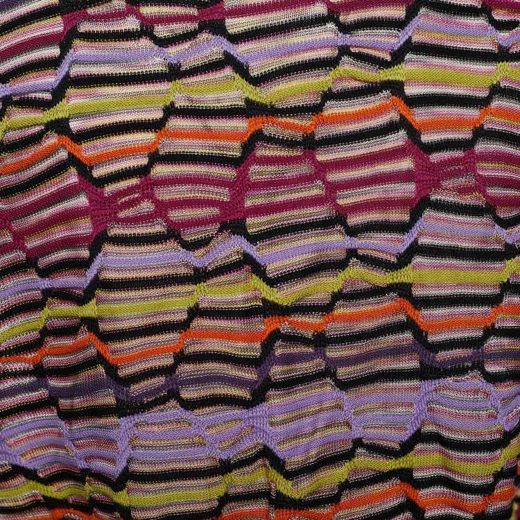 Pre Owned M Missoni Multicolor Knit Belted Cardigan L