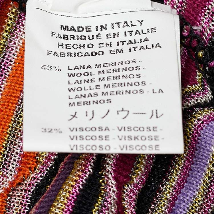 Pre Owned M Missoni Multicolor Knit Belted Cardigan L