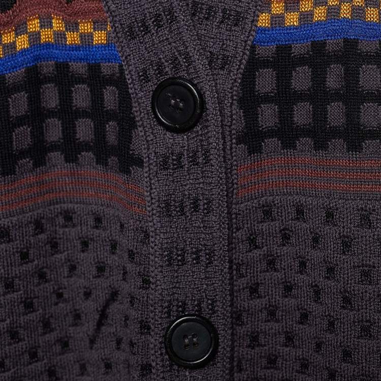 Pre Owned M Missoni Multicolor Wool Blend Button Front Cardigan L