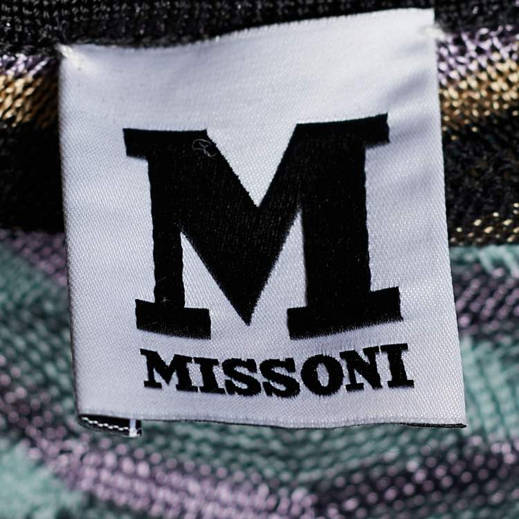 Pre Owned M Missoni Multicolor Patterned Knit Button Front Cardigan L