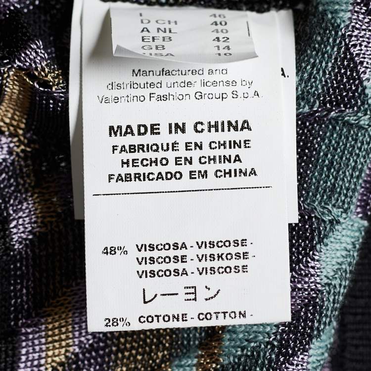 Pre Owned M Missoni Multicolor Patterned Knit Button Front Cardigan L