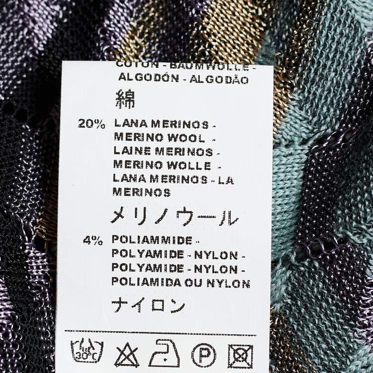 Pre Owned M Missoni Multicolor Patterned Knit Button Front Cardigan L