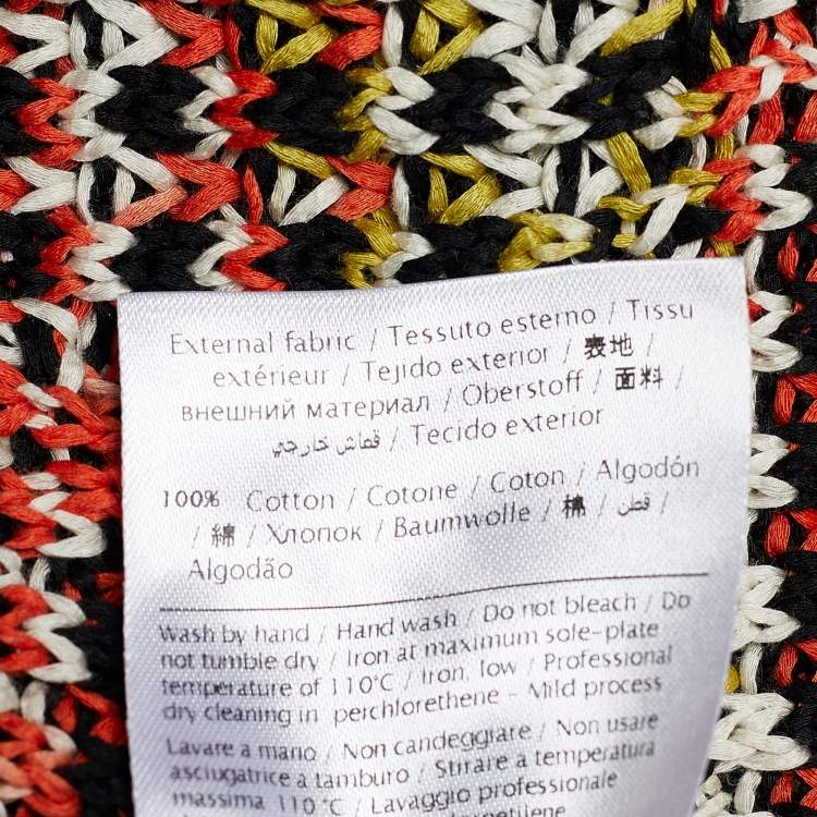 Pre Owned M Missoni Multicolor Cotton Zig Zag Knit Cardigan M