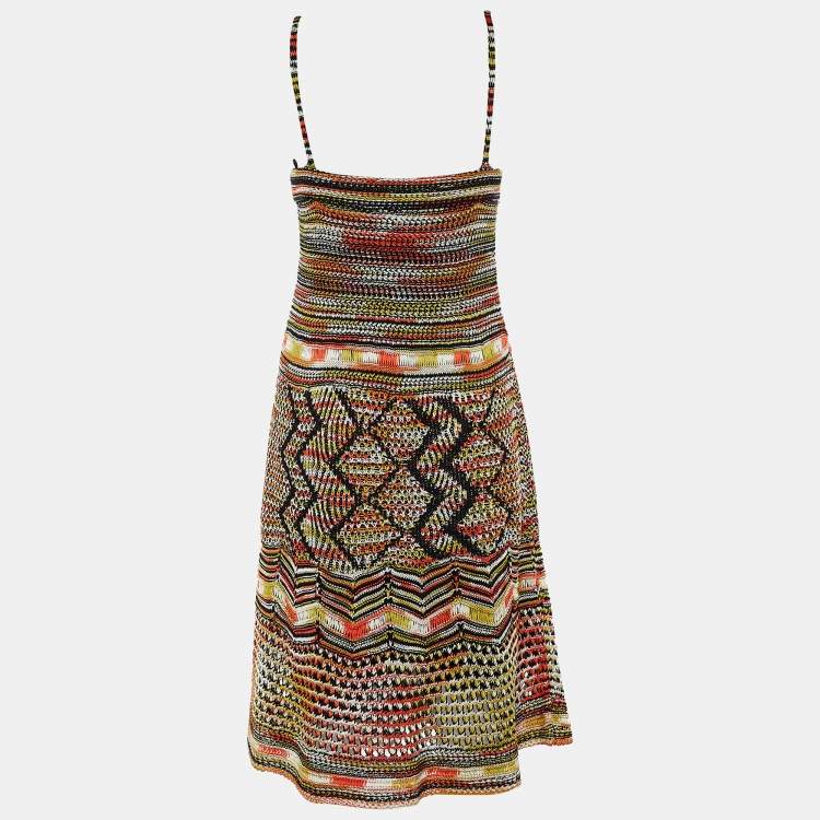 Pre Owned M Missoni Multicolor Cotton Knit Sleeveless Dresses L