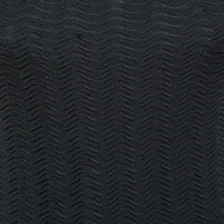 Pre Owned M Missoni Black Pattered Knit Short Sleeve Dress S